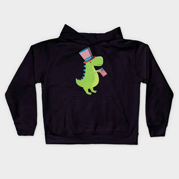 4th of July USA T-rex Kids Hoodie by othmane4